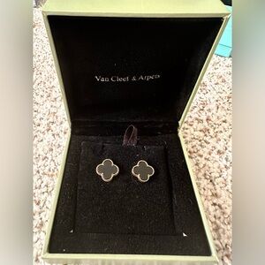 Vintage Van Cleef & Arpels Alhambra Earrings, Black and Gold